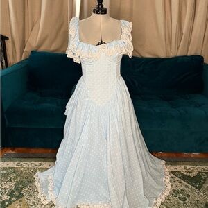 Large Selkie baby blue polka dot Cupid dress